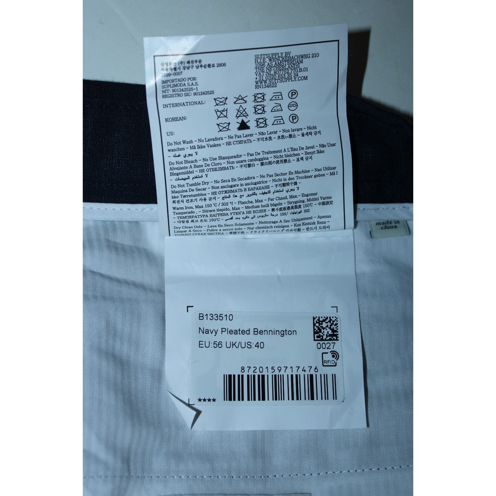 NWT Suitsupply Men's Size IT 40/38 Waist Navy Blue Linen Bennington Pleat Shorts - Picture 10 of 11